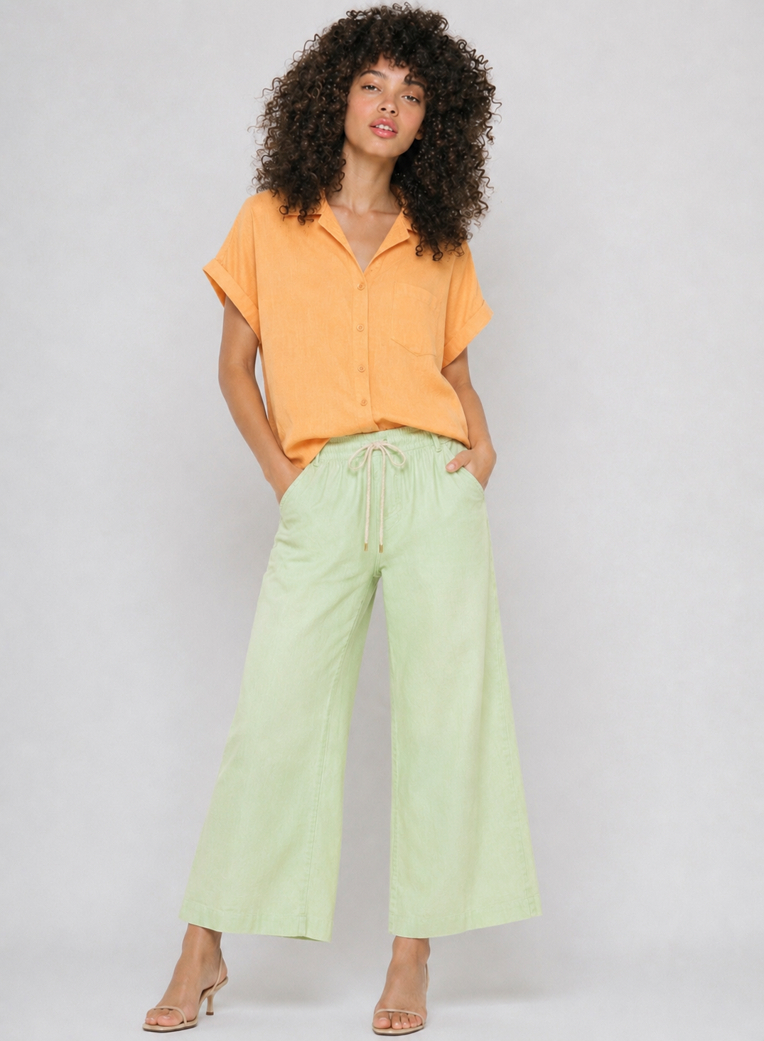 Pantalón de mujer de algodón estilo informal con cordón