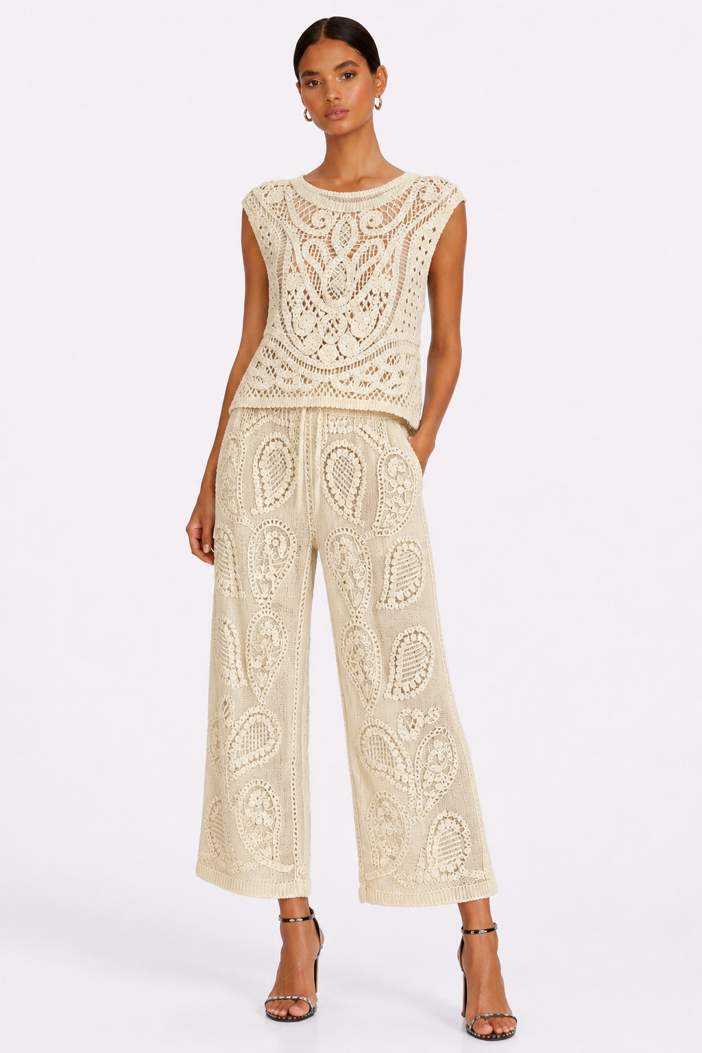 Pantalón Palazzo de Crochet Artesanal