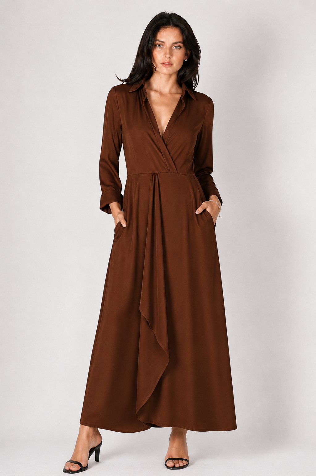 Vestido Midi Camisa Wrap en Rojo