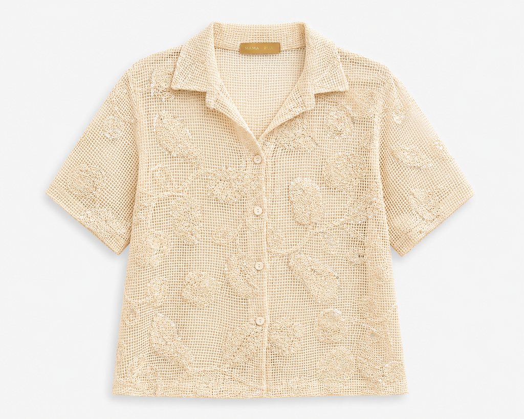 Camisa de Punto Calado Bordada