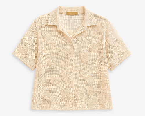 Camisa de Punto Calado Bordada