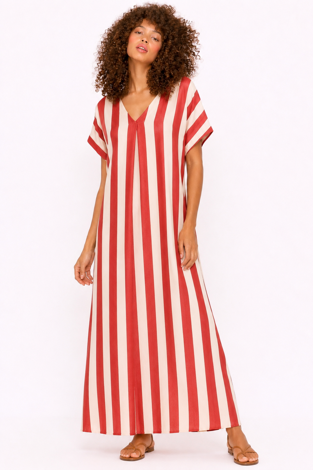 Vestido Maxi Rayas Coral