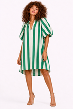 Vestido Corto de Rayas Verdes