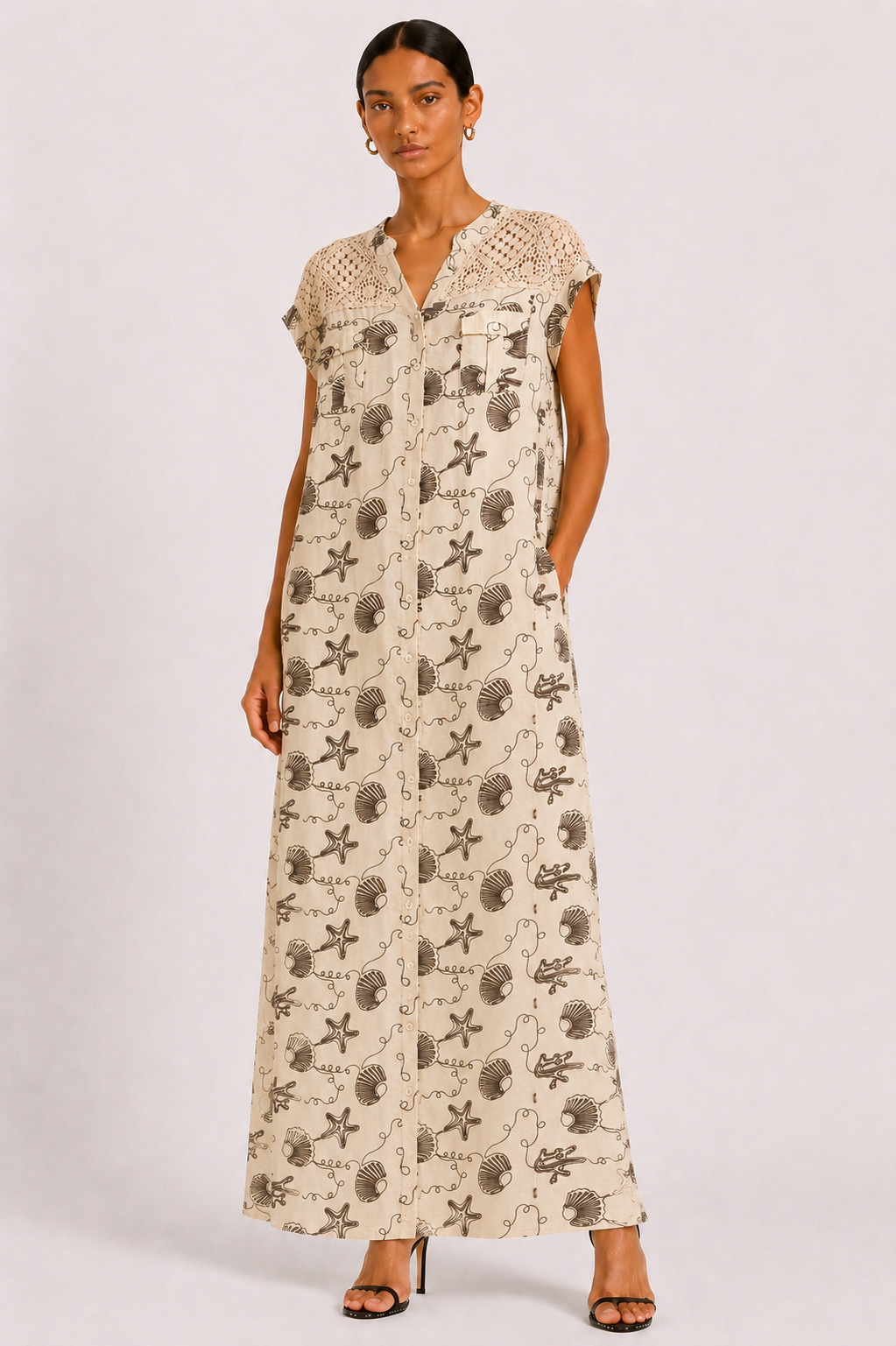 Vestido Camisero Bordado Marina