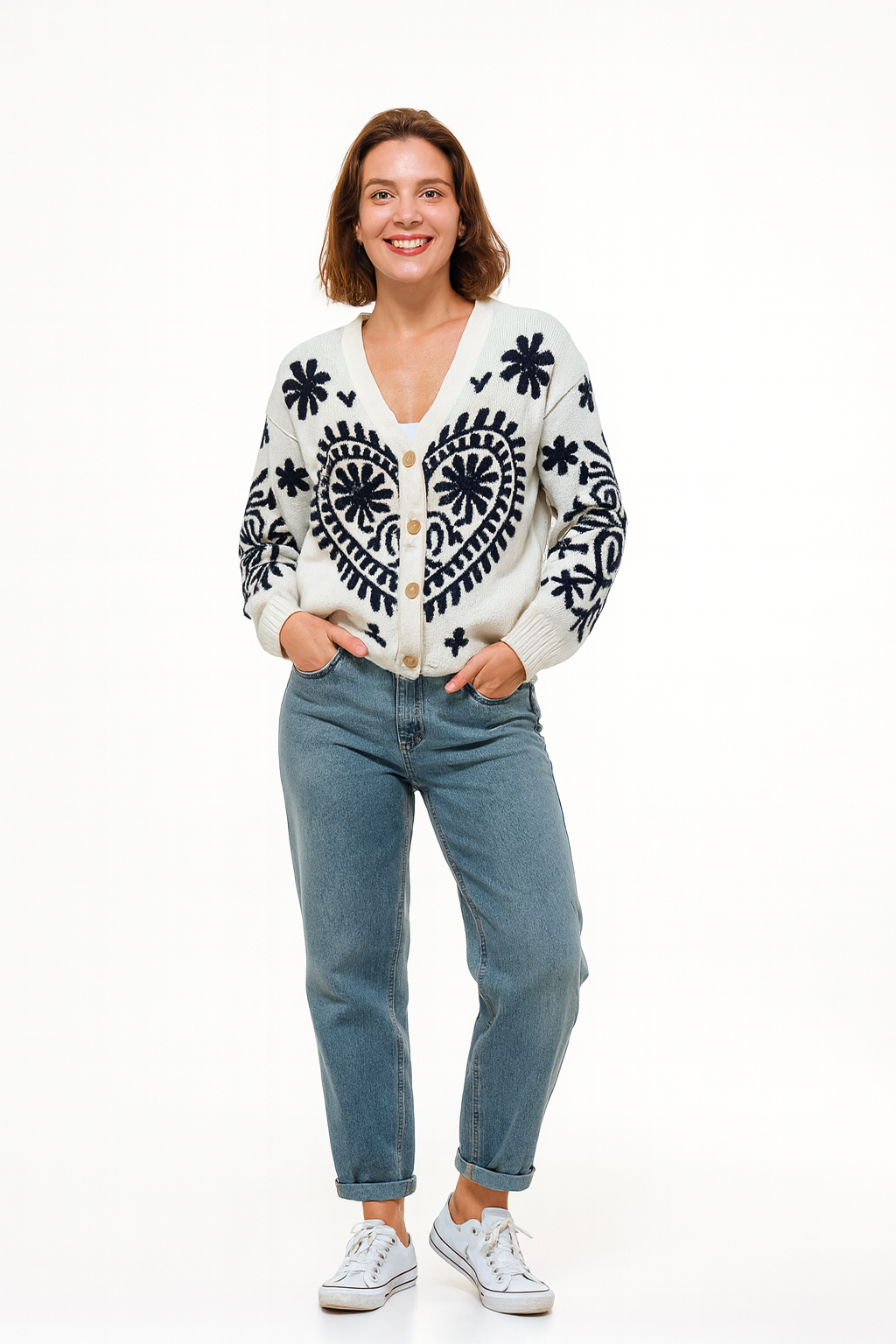 Cárdigan Jacquard Corazón Folk