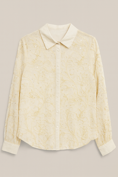 Camisa Texturizada con Detalle Brillante