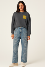 Vaquero bordado de pierna recta