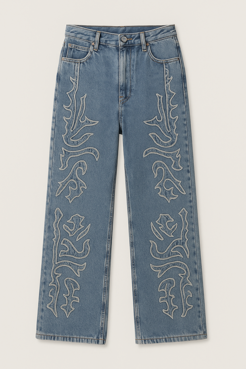 Vaquero bordado de pierna recta