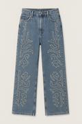Vaquero bordado de pierna recta