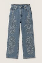 Vaquero bordado de pierna recta