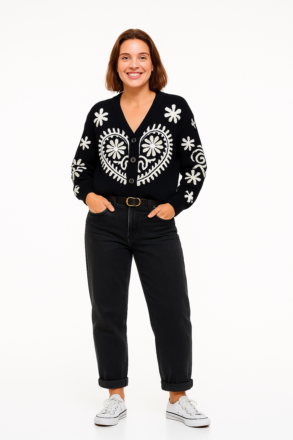 Cárdigan Jacquard Corazón Folk