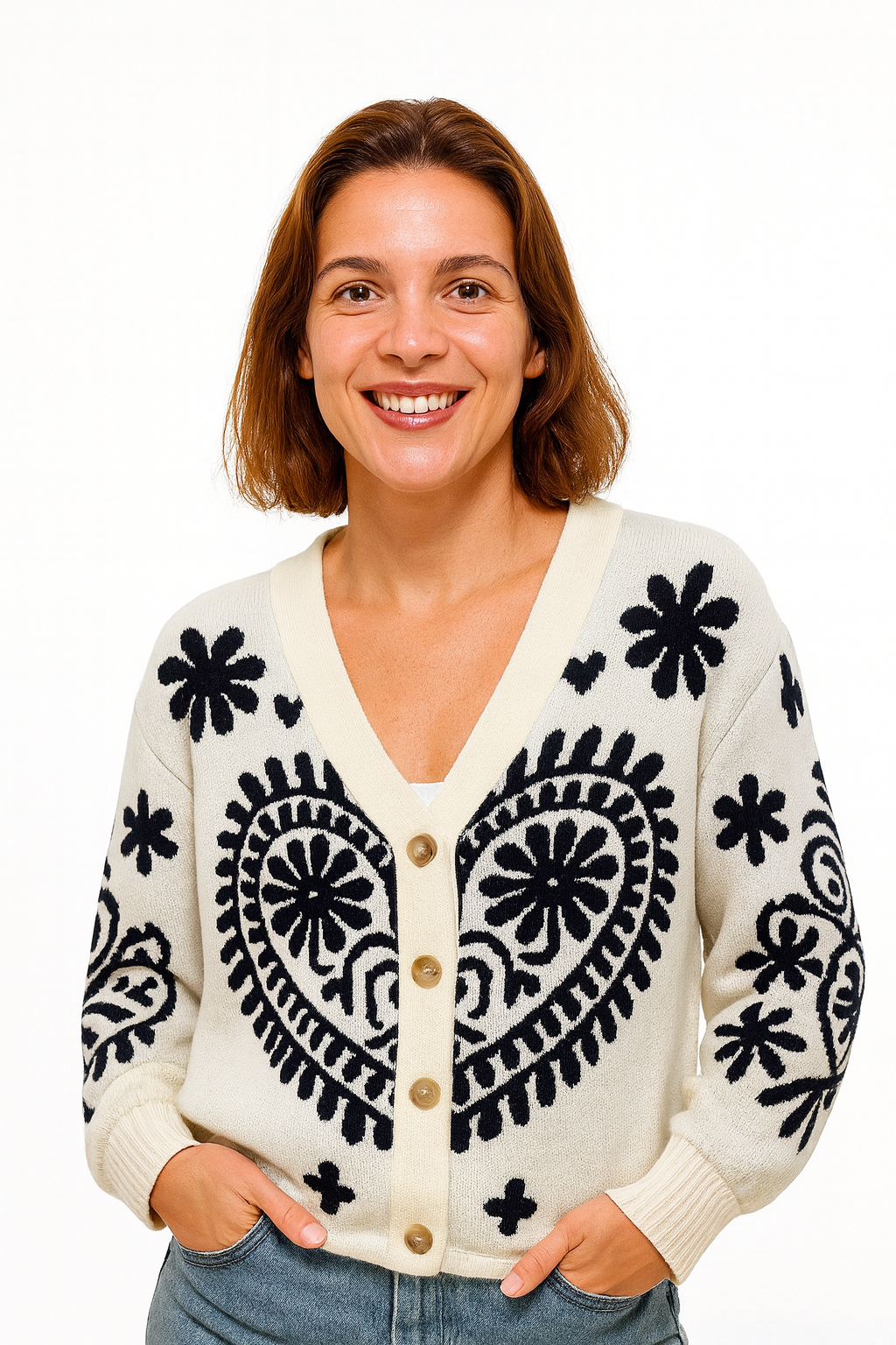 Cárdigan Jacquard Corazón Folk