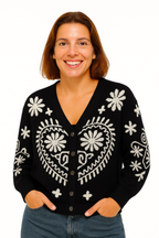 Cárdigan Jacquard Corazón Folk