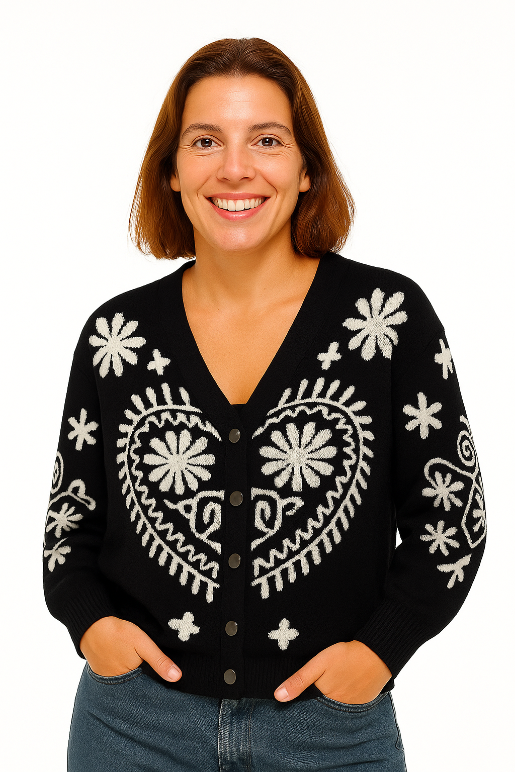 Cárdigan Jacquard Corazón Folk