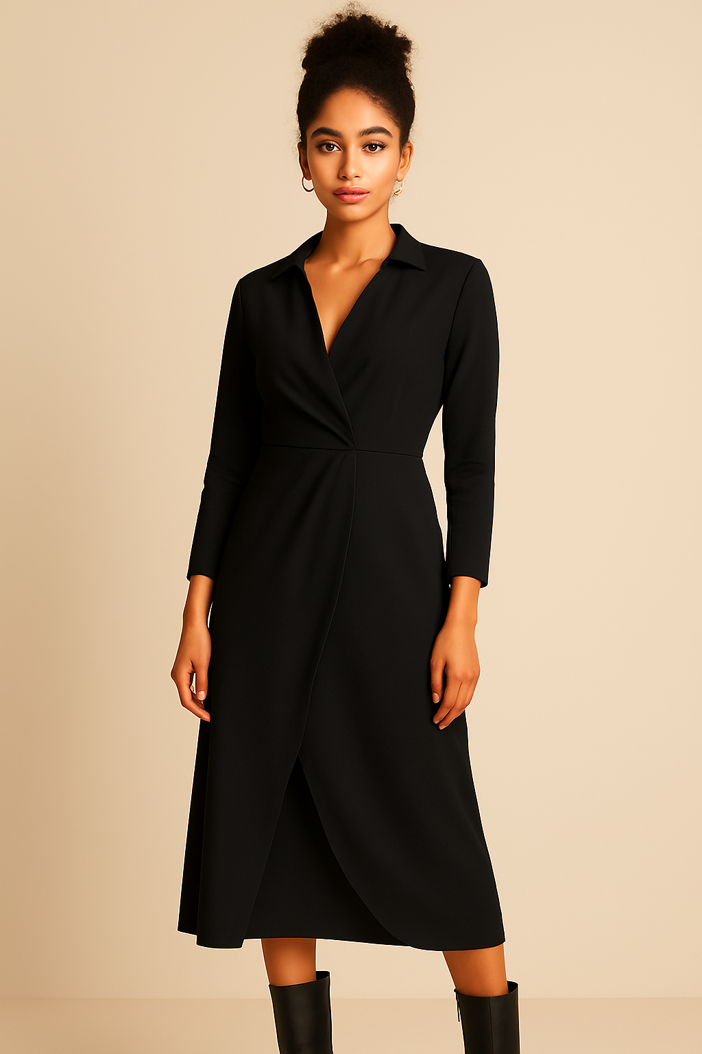 Vestido Midi Camisa Wrap en Rojo