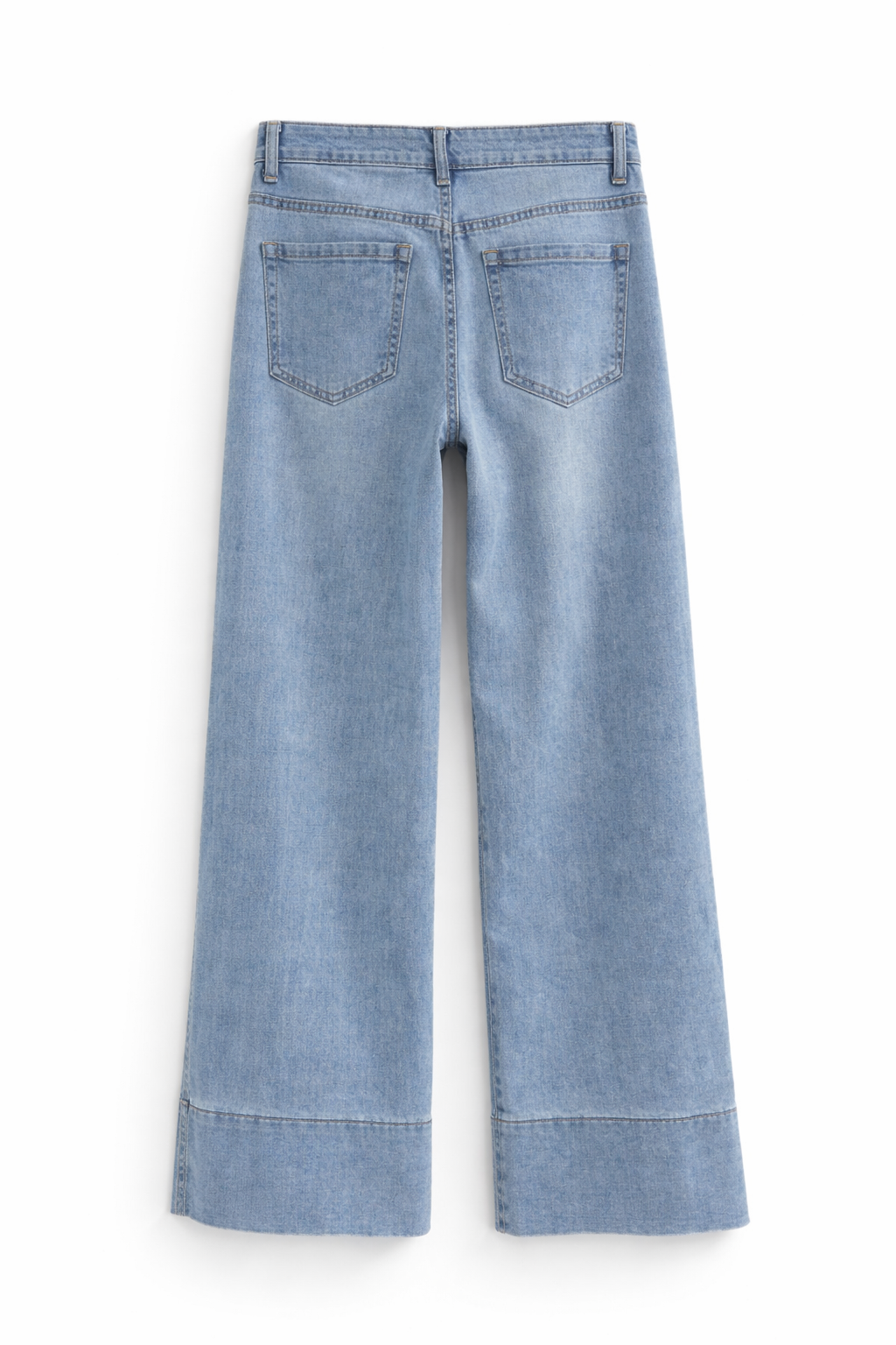 Pantalón vaquero de mujer corte recto con dobles bajo alto