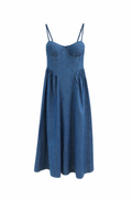 Vestido de mujer estilo parisino con top de tirantes y falda amplia