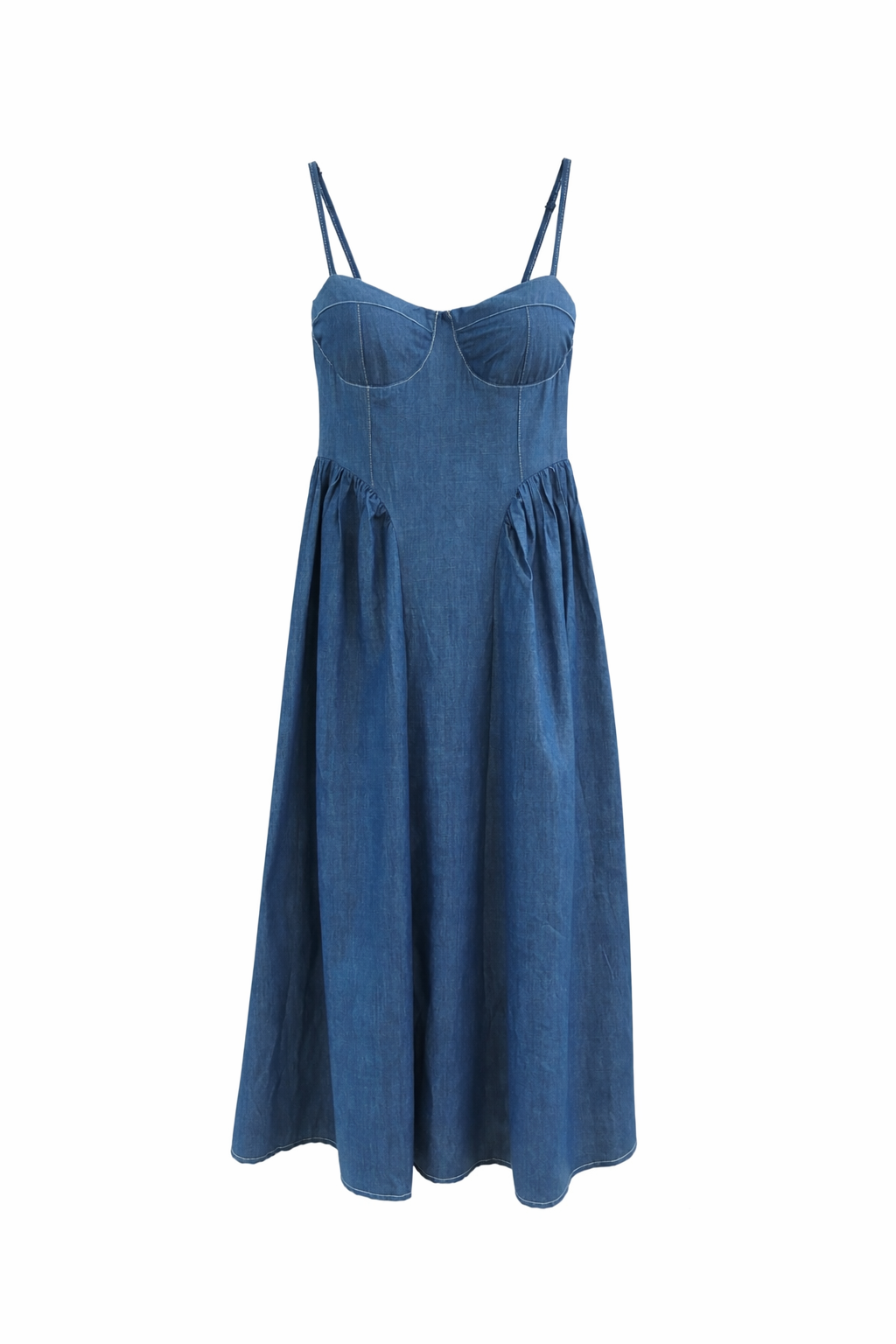 Vestido de mujer estilo parisino con top de tirantes y falda amplia
