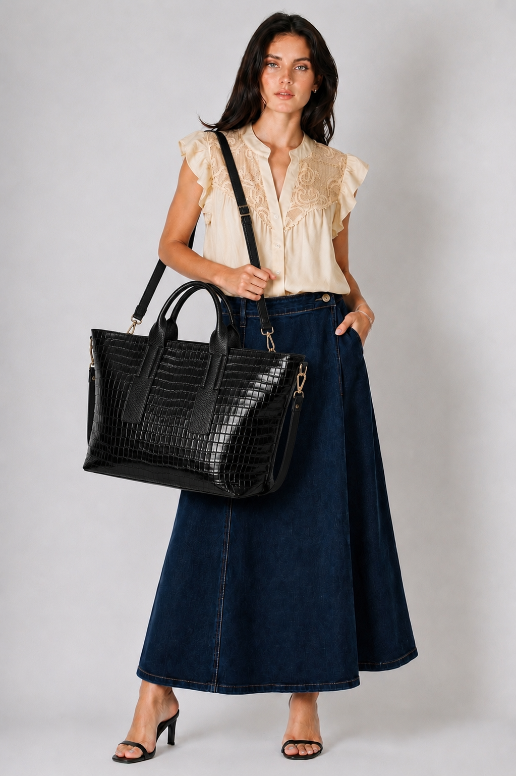 Bolso grande de mujer con diseño cocodrilo