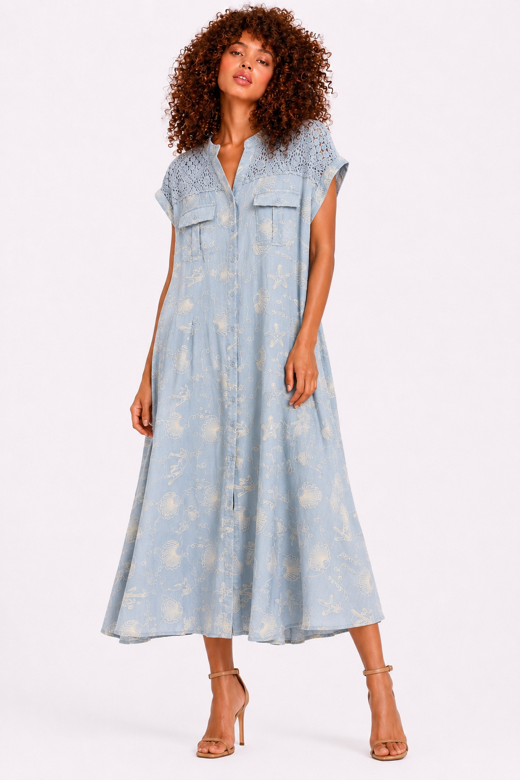 Vestido Camisero Bordado Marina