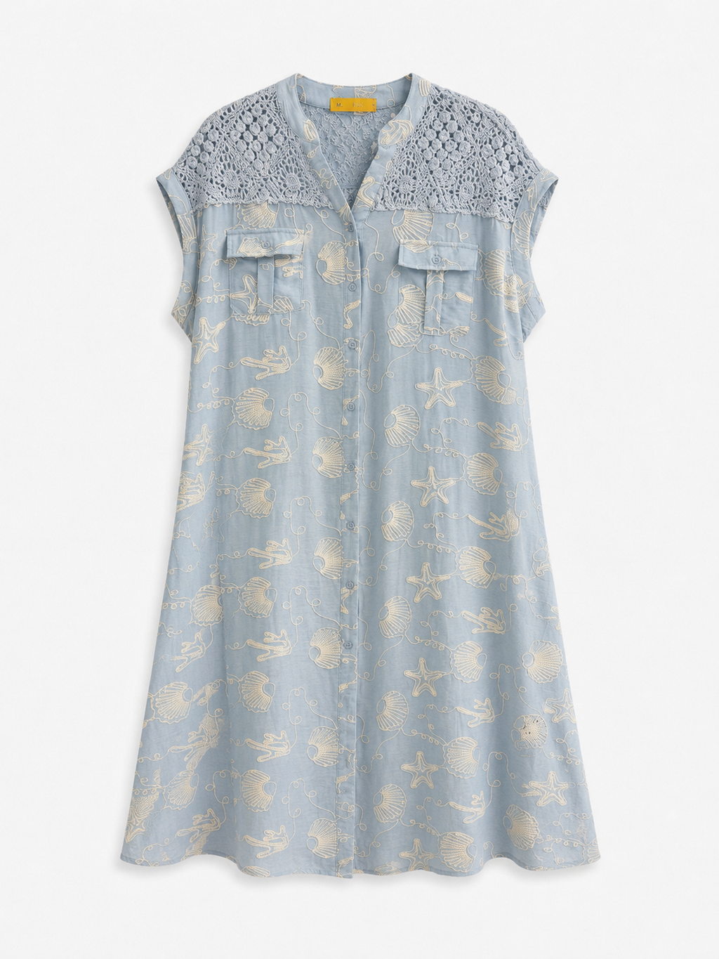 Vestido Camisero Bordado Marina