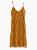Vestido Midi de Punto Calado con Flecos