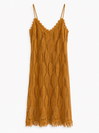 Vestido Midi de Punto Calado con Flecos